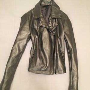 Silver faux leather jacket size small
